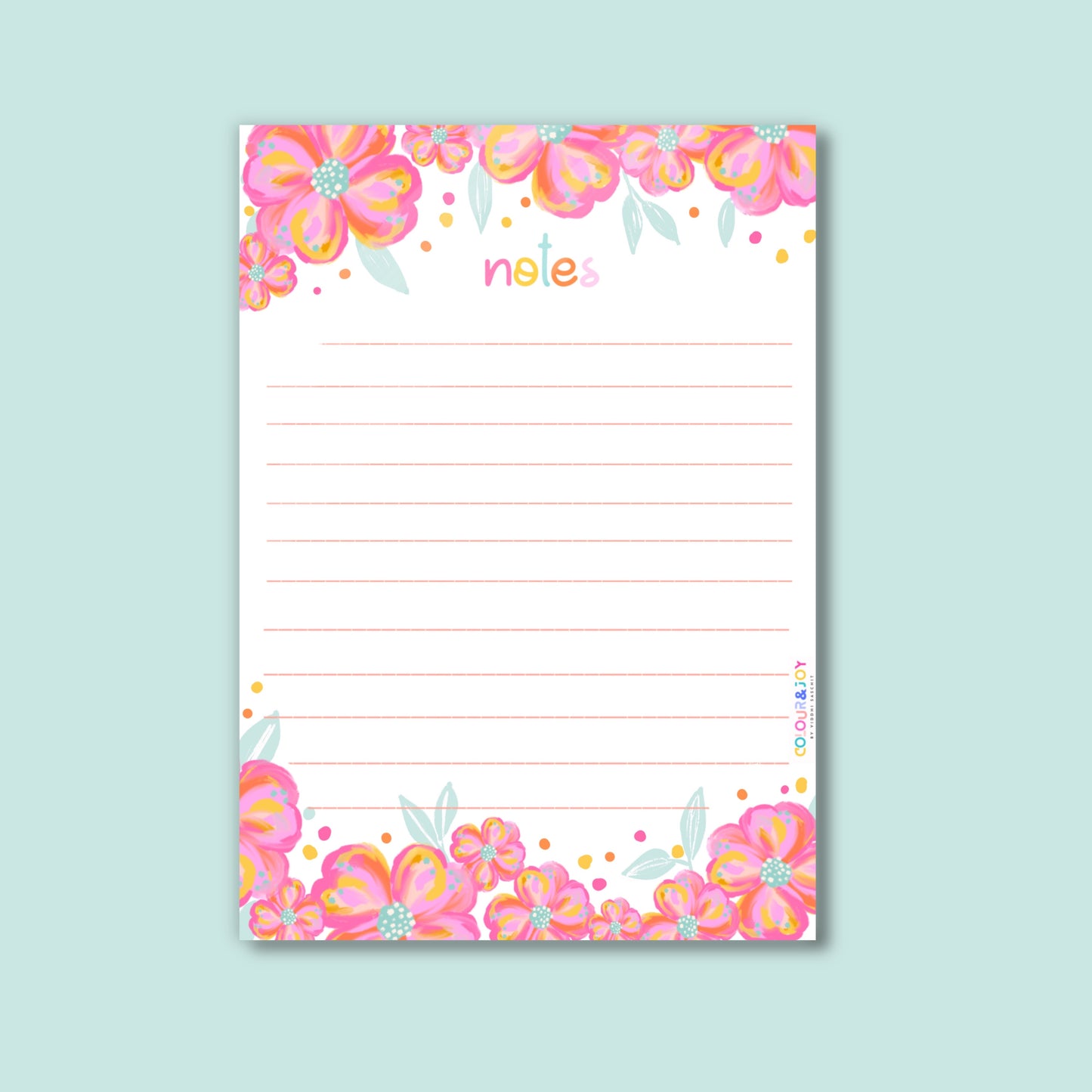 Notes with fusion Florals - A4 (8.3"x11.7")