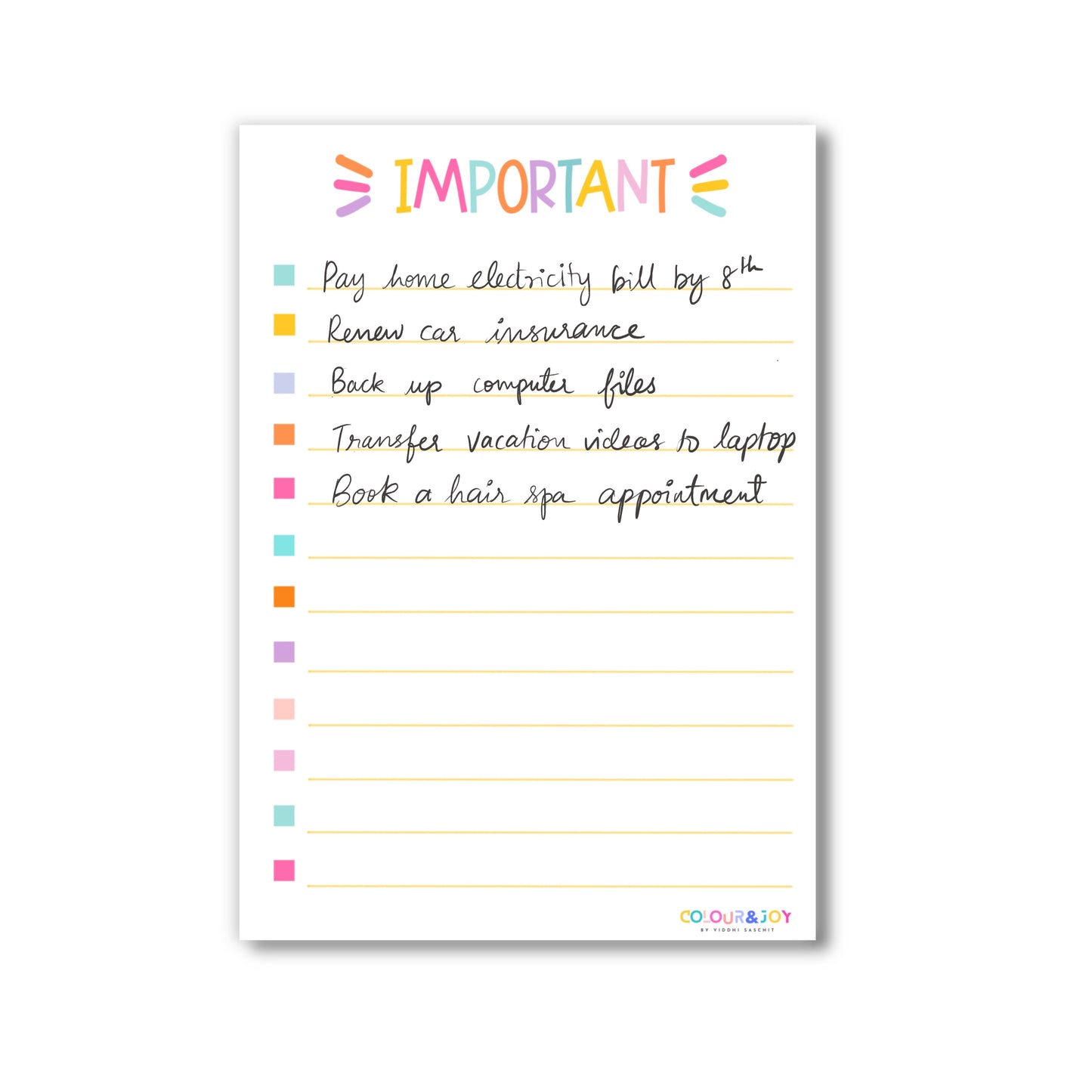Important List - A4 (8.3"x11.7")
