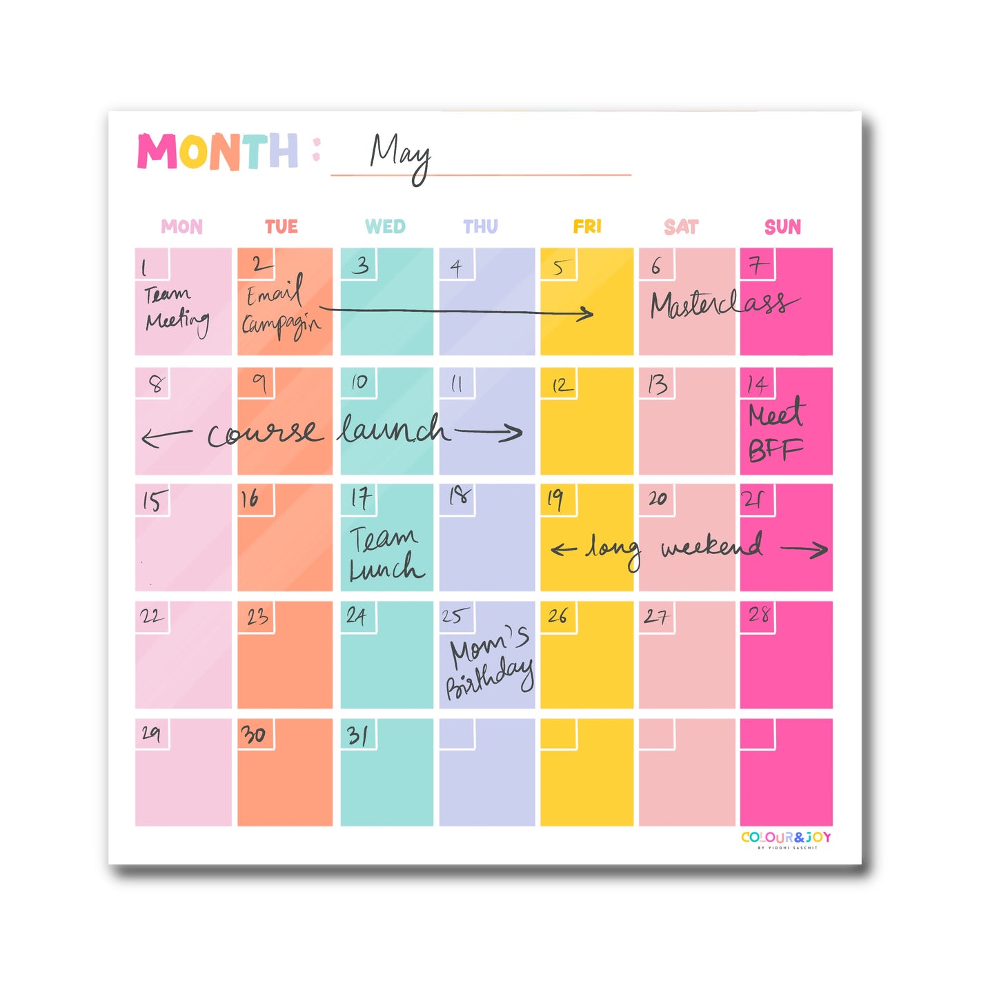 MONTHLY PLANNER- 16"X16"