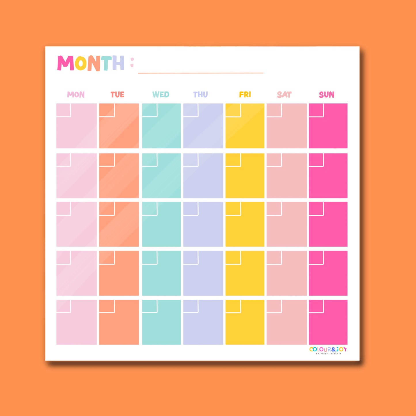 MONTHLY PLANNER- 16"X16"