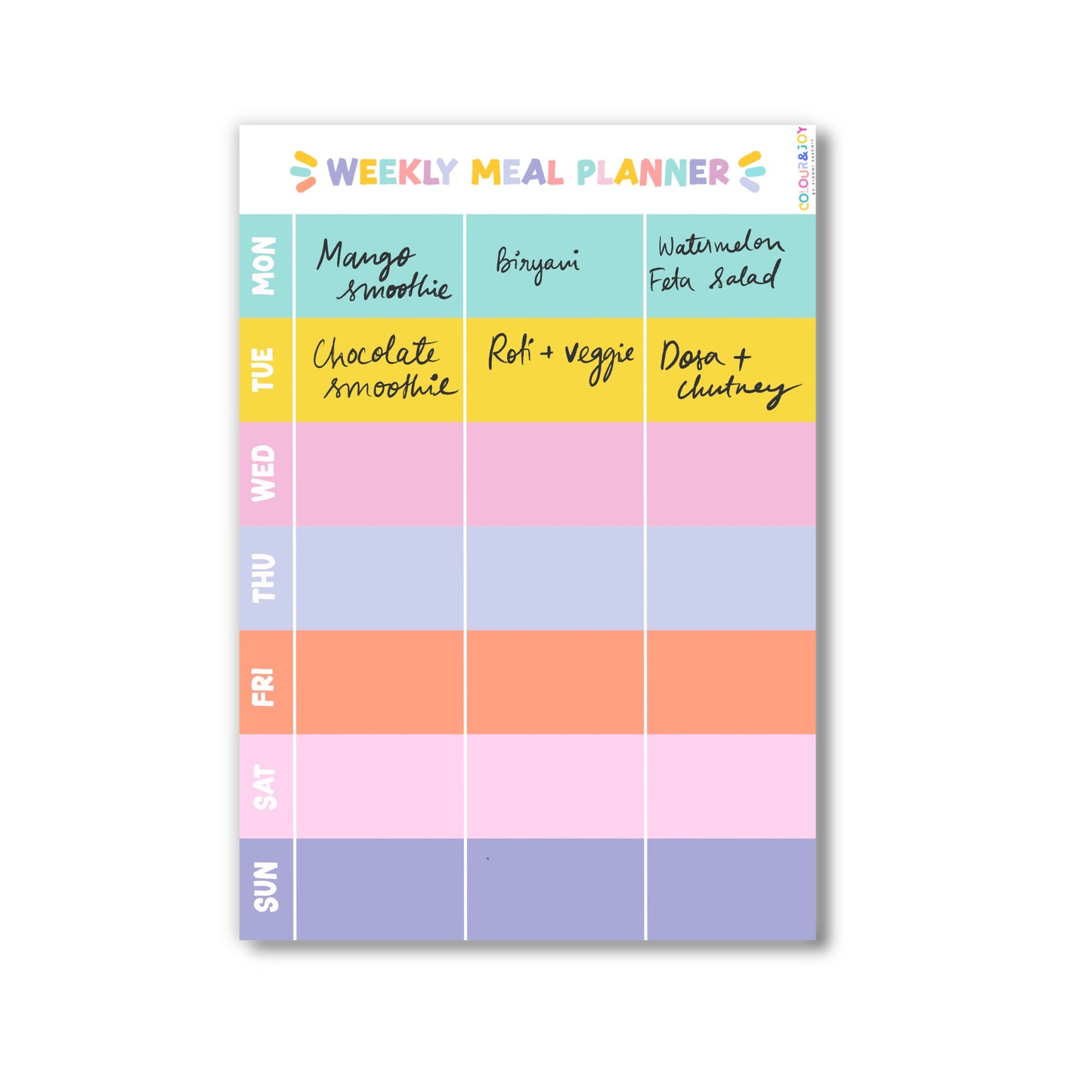 Weekly Meal Planner - A4 (8.3"x11.7")