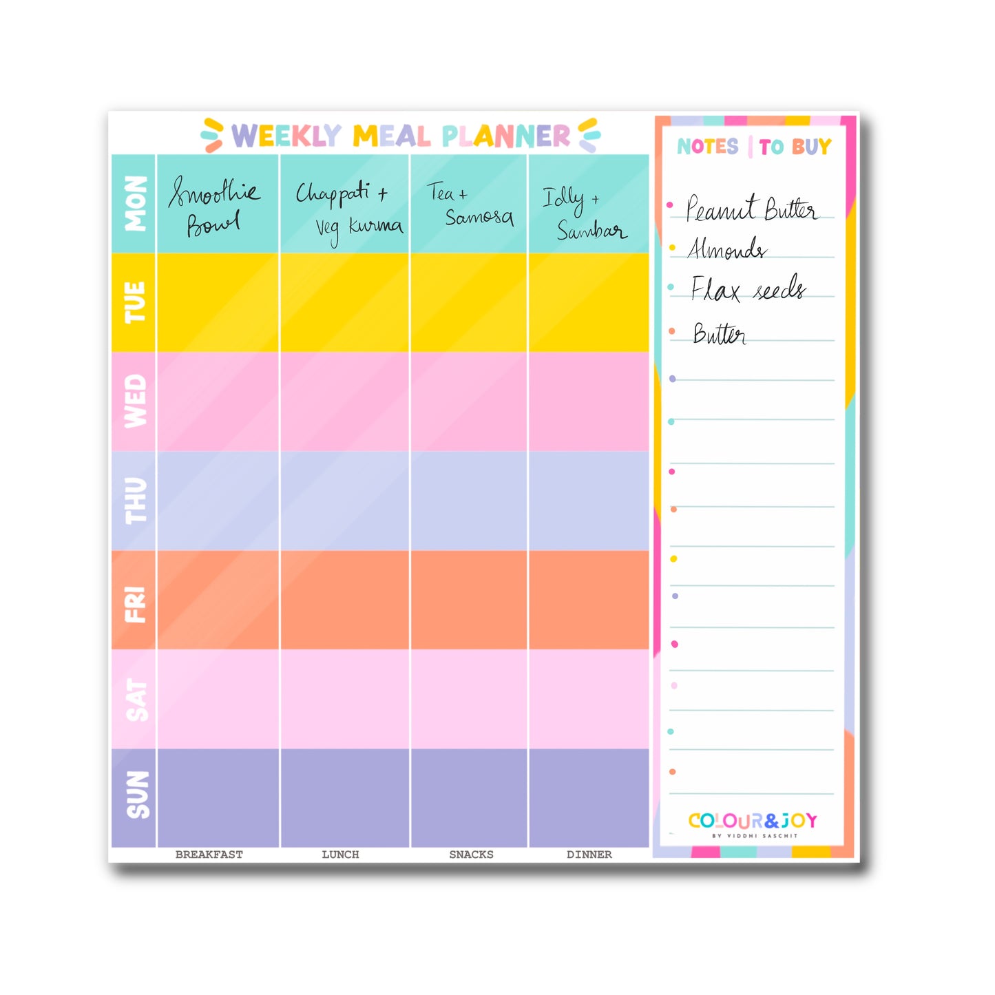 Weekly Meal Planner Large - 12"x12"