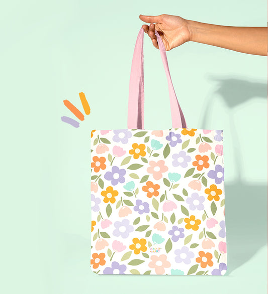 Garden Florals - All Over Printed Zipper Tote