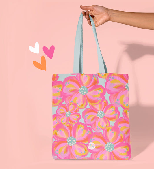 Floral Fusion - All over printed zipper tote